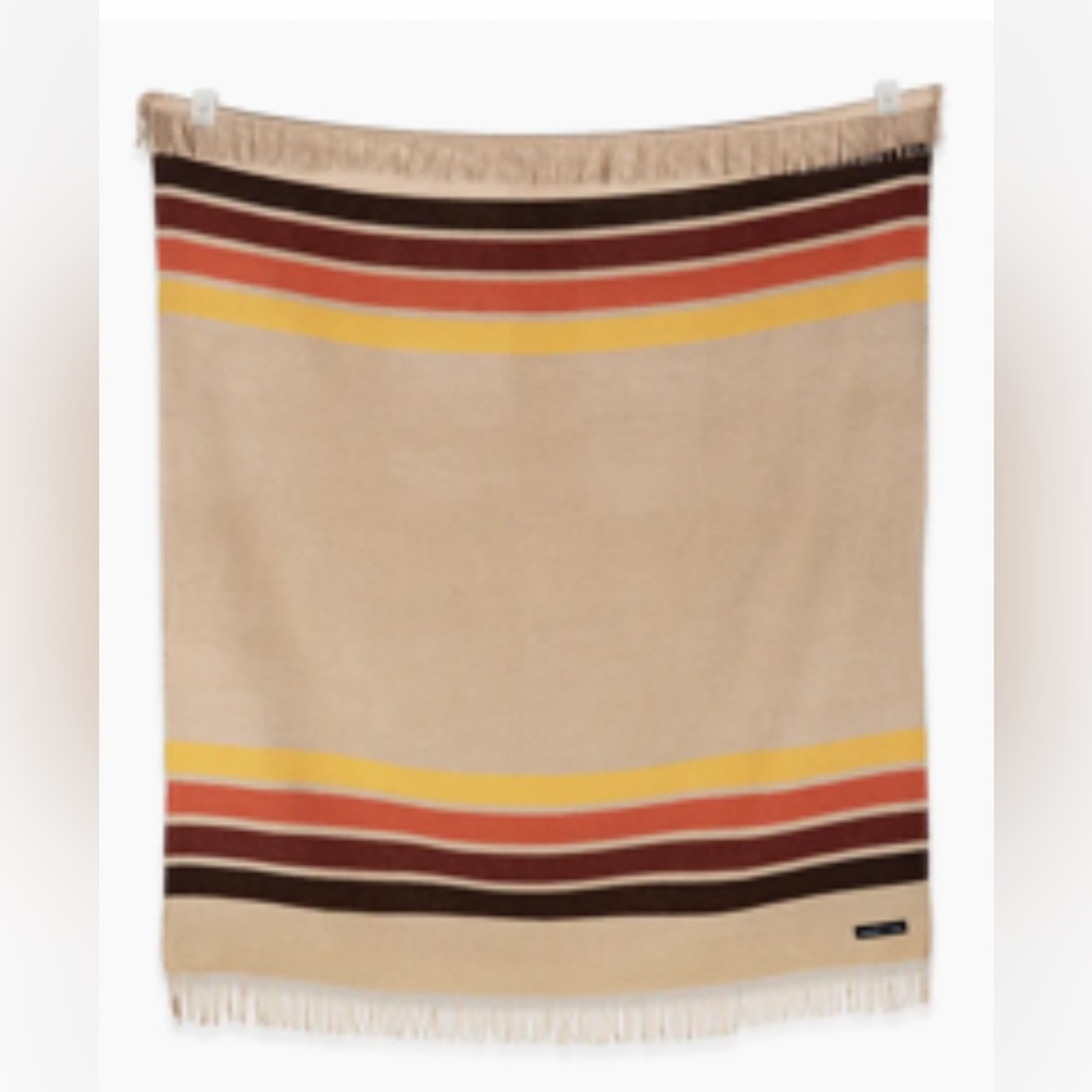 Sack cloth and ashes Striped Beige throw Blanket with Fringe